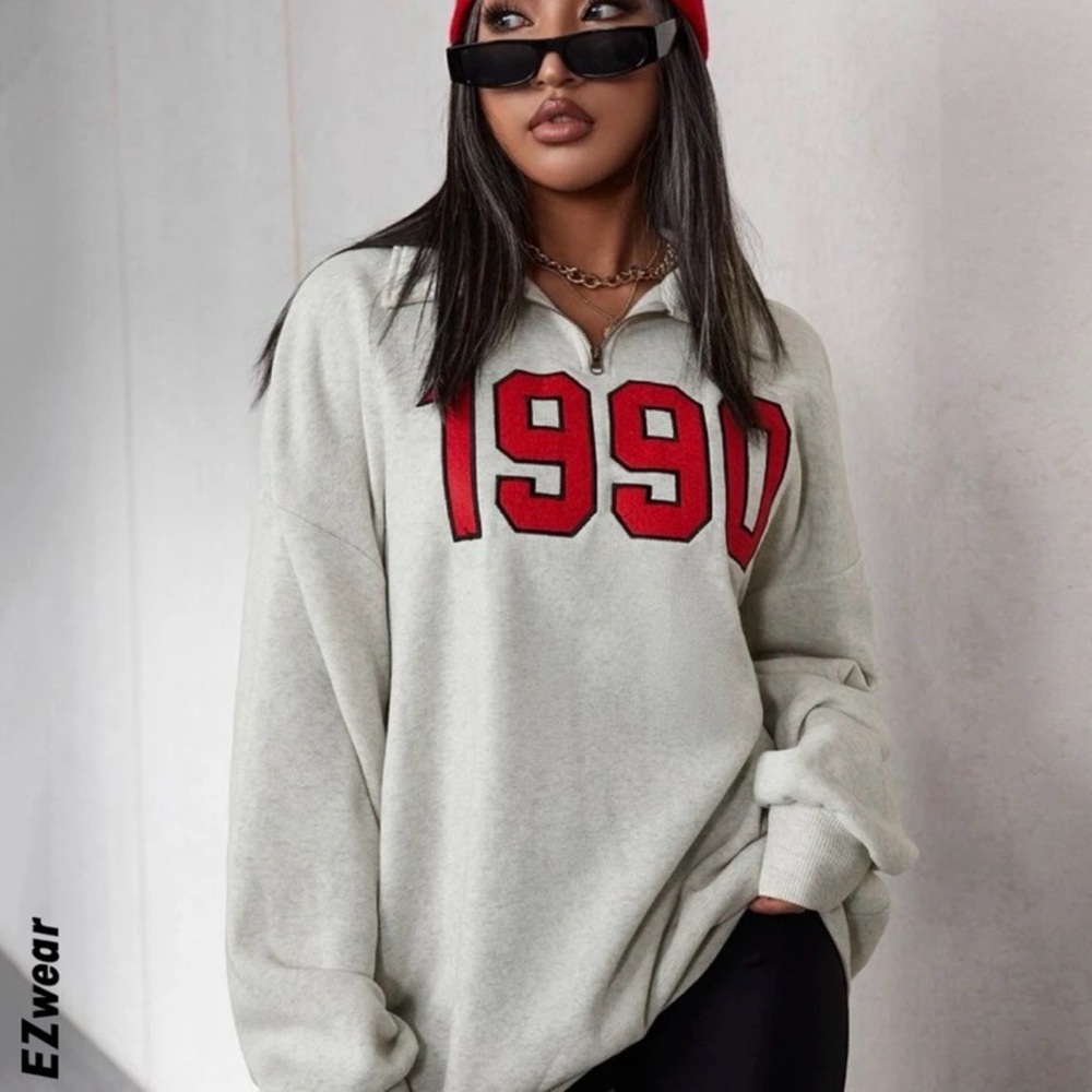 Quarter-Zip Sweatshirt with Red 1990
